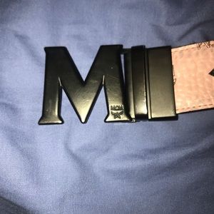 Pink and black MCM belt